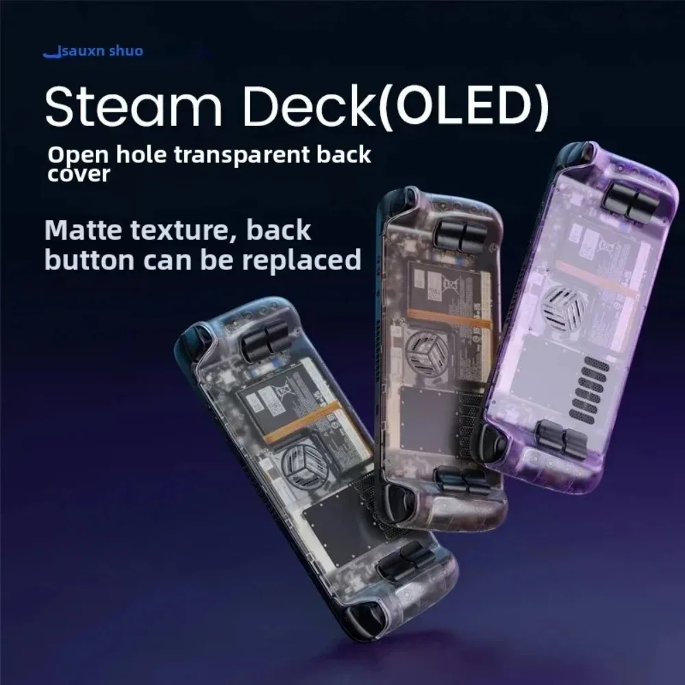 JSAUX Steam Deck OLED Transparent Case Replacement Cooling Back Plate with Thermal Aluminum Block DIY Mod Cover for Steamdeck view 2