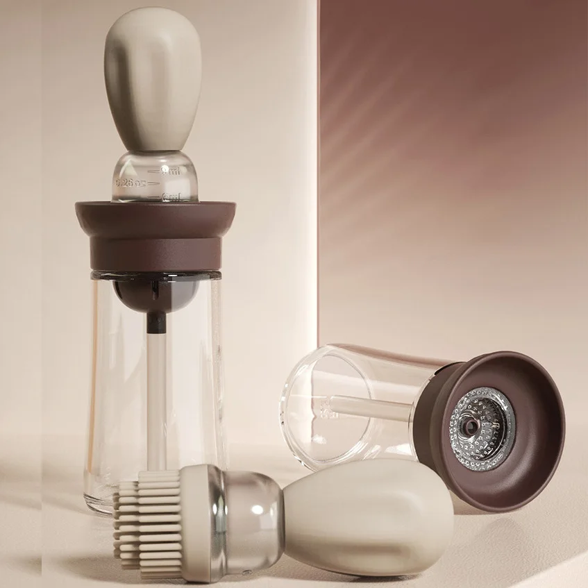 

2 in 1 Oil Bottle With Scales Oil Brush Dispenser Oil Sprayer Jars Sauce Spice Cooking Baking BBQ Seasoning Kitchen Gadget Sets