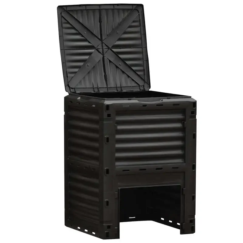 

Garden Pot Composter 300L Composter for Garden Polypropylene 48 Ventilation Holes 60.5 X 60.5 X 81.5 cm Black