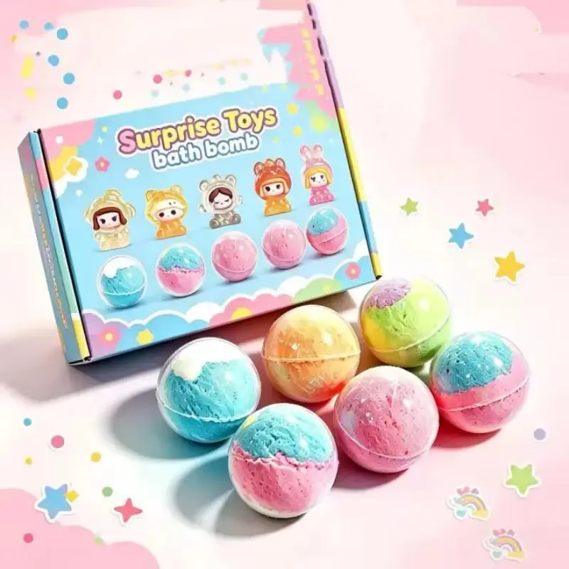 12Pcs Bubble Fizzy Ball 60g Safe Natural Kids Bath Fizzies Surprise Hidden Toy Fun Bathtime Play Gift Set For Child Nourishing