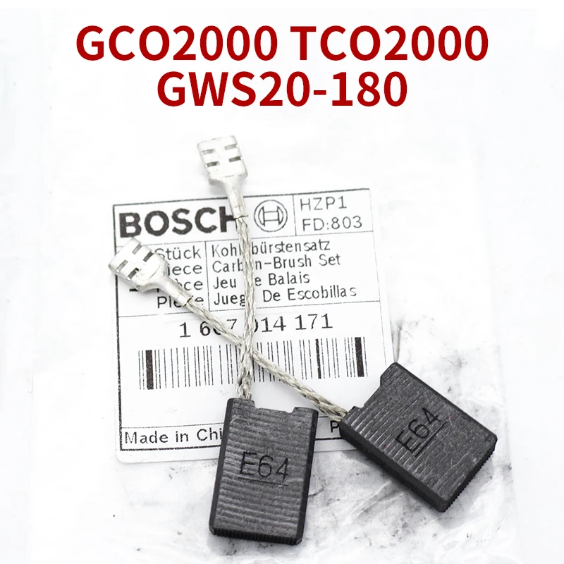 Escova de Carbono para Bosch Gco2000 Tco2000 Gws20180 Ângulo Moedor Cortador Acessórios Substituição Escova Carbono E64