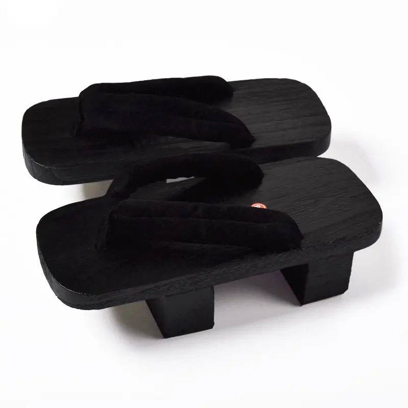 Casual Home Samurai Clogs Dragon Flower Print Slippers Geta Men Women Black Wooden Sandals Cosplay Flip Flop Shoes with Socks