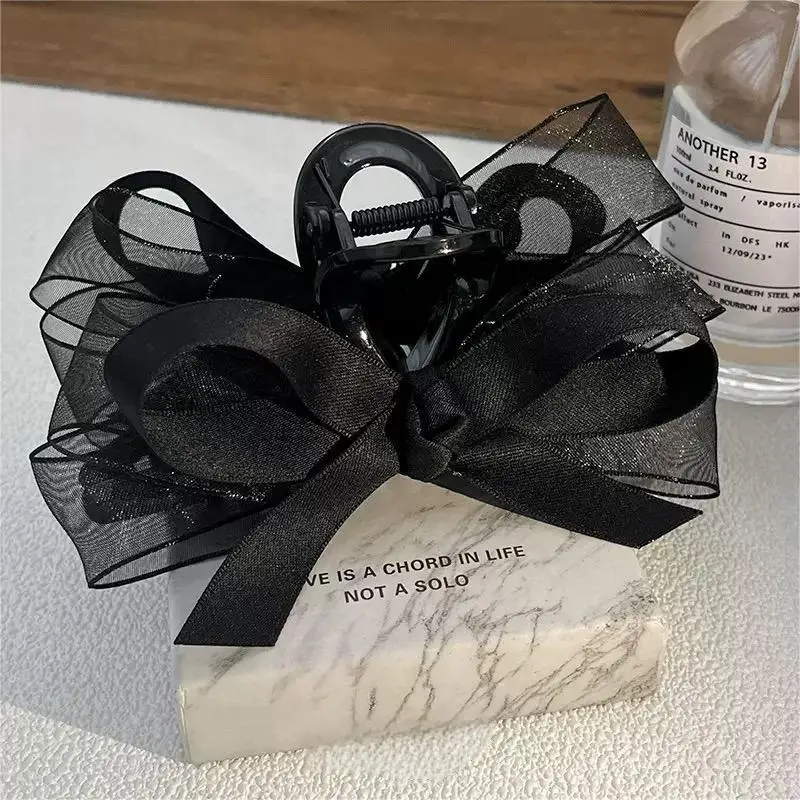 Pince à cheveux transparente noire haut de gamme - Accessoire capillaire élégant pour l'arrière de la tête