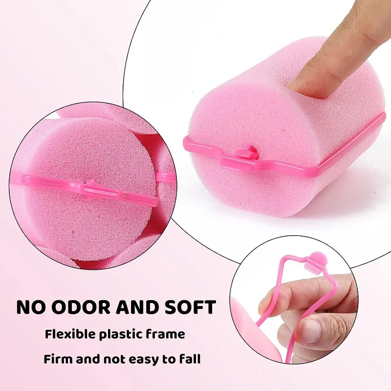 New! For 24pcs/Set Pink Soft Sponge Foam Cushion Hair Rollers Curlers Salon Barber DIY Curls Hairdressing Tool Kit