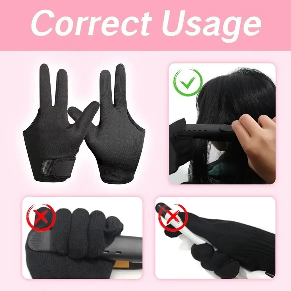 New 3 Finger Heat Resistant Gloves Reusable Black Perming Gloves Protection Mittens