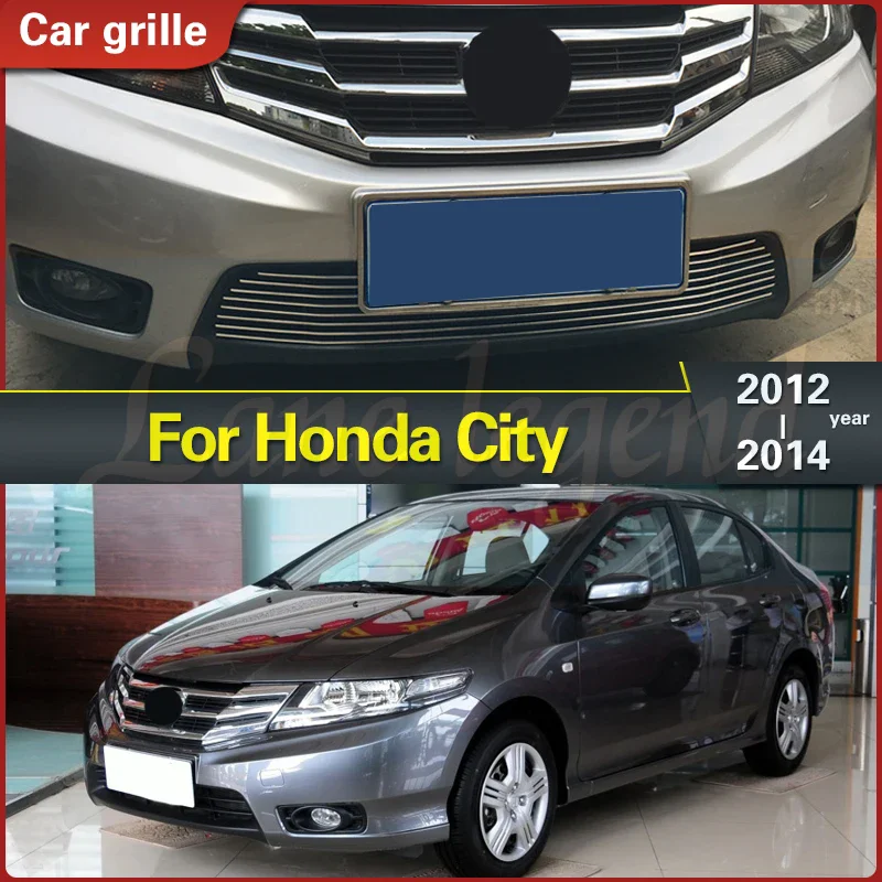 Dla Honda City 2012 2013-2014 Body Kit Osłona przedniego zderzaka Zmodyfikowana kratka Akcesoria Grill wyścigowy Wysokiej jakości stal nierdzewna