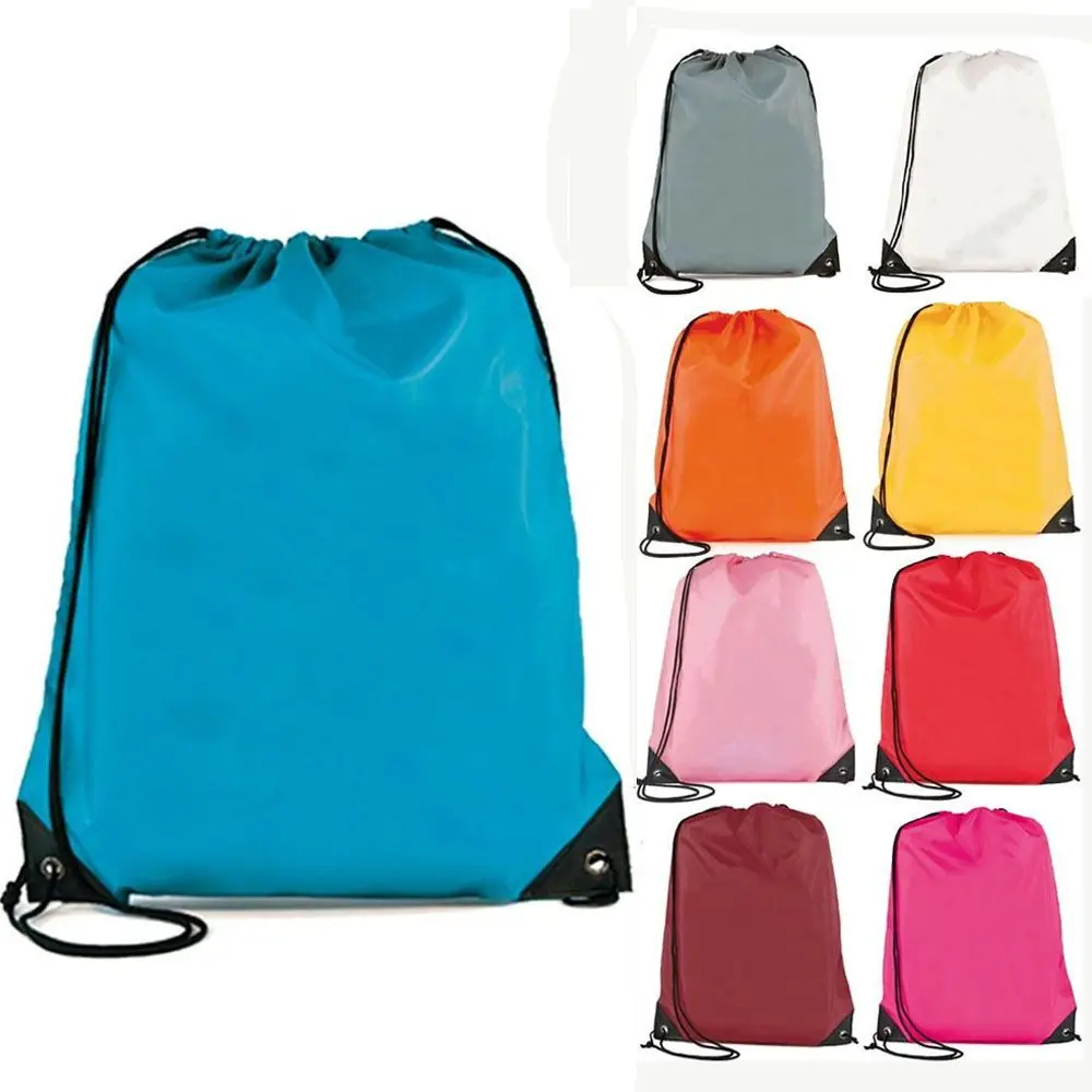 Fashion Schoolbag Polyester Drawstring School Book Bag Boys Girls Kids Adult Gym PE Kit Sack Dance