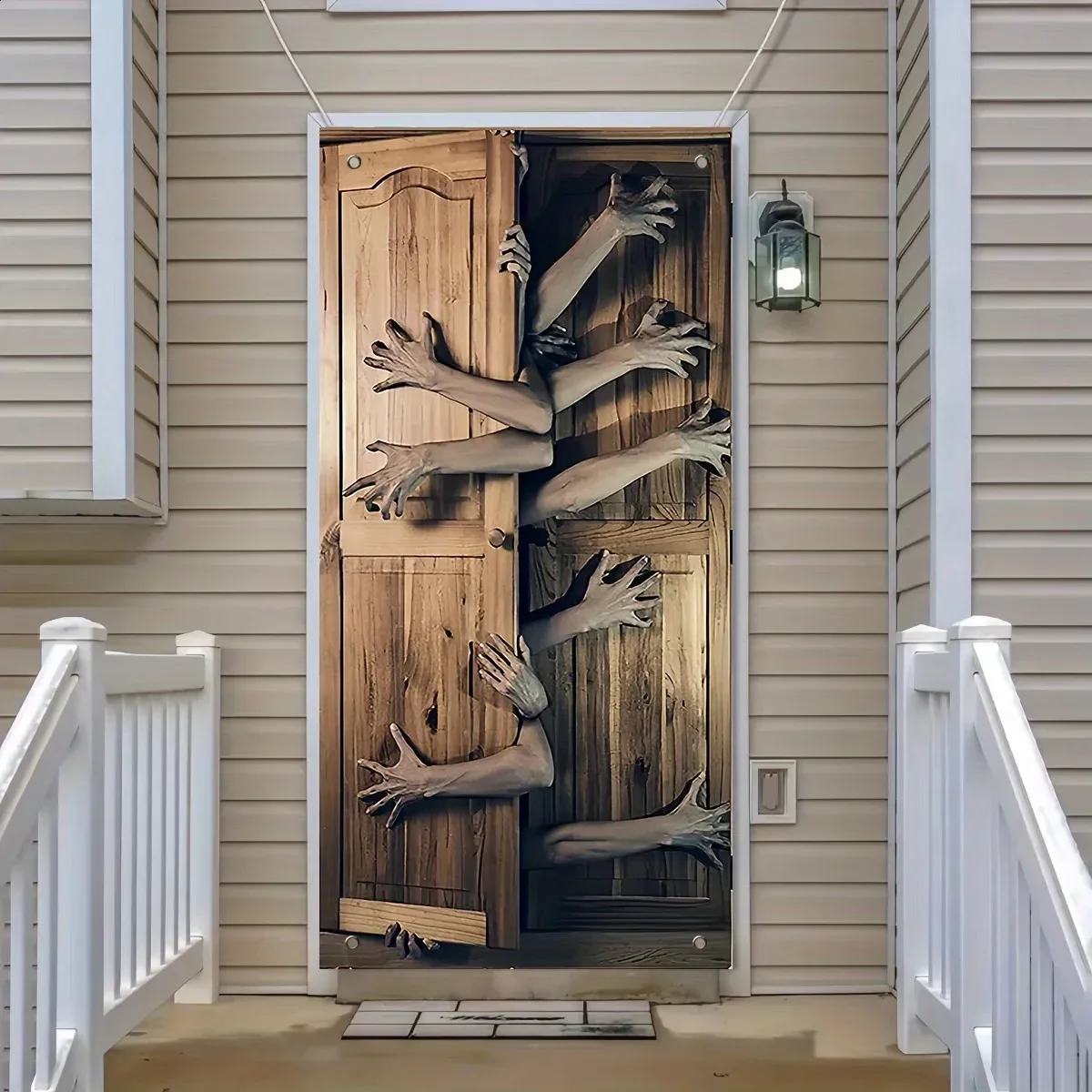 

Halloween Polyester door flag 3D arm effect scary cover decoration suitable for indooroutdoor celebrations 240823