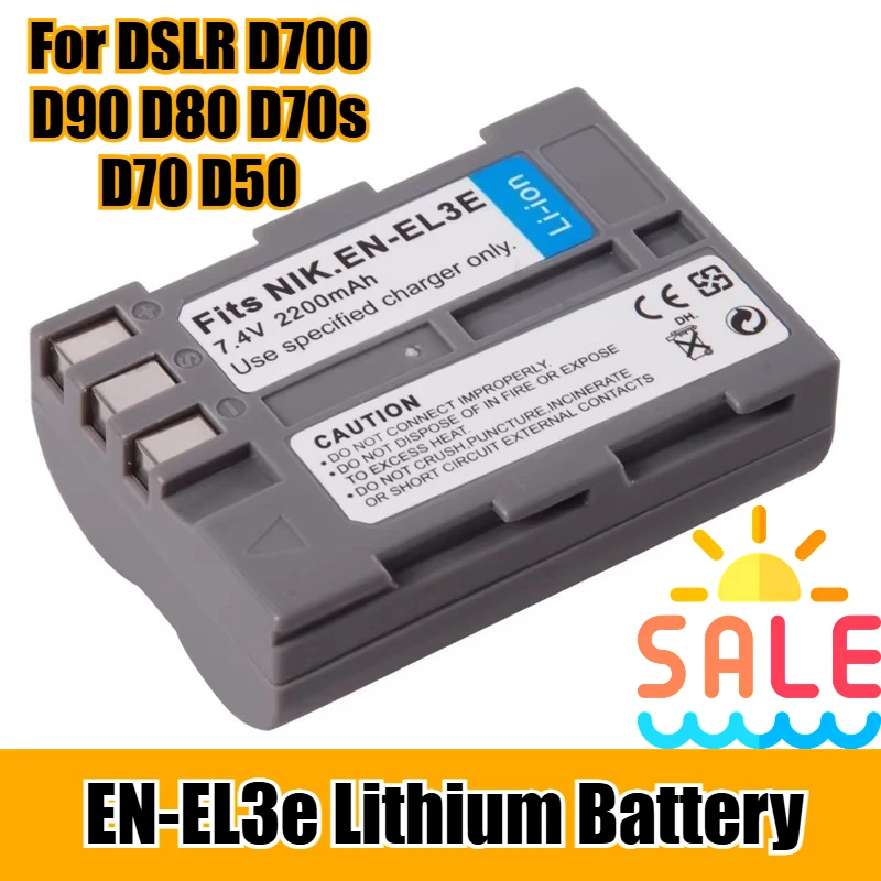 EN-EL3e lithiumbatterij 7,4 V 2200 mAh voor DSLR D700 D90 D80 D70s D70 D50