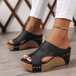 Sandalias de mujer, nuevas sandalias romanas de verano con plataforma abierta, zapatos de cuña Retro con punta abierta para mujer, sandalias informales de diseñador de lujo para mujer