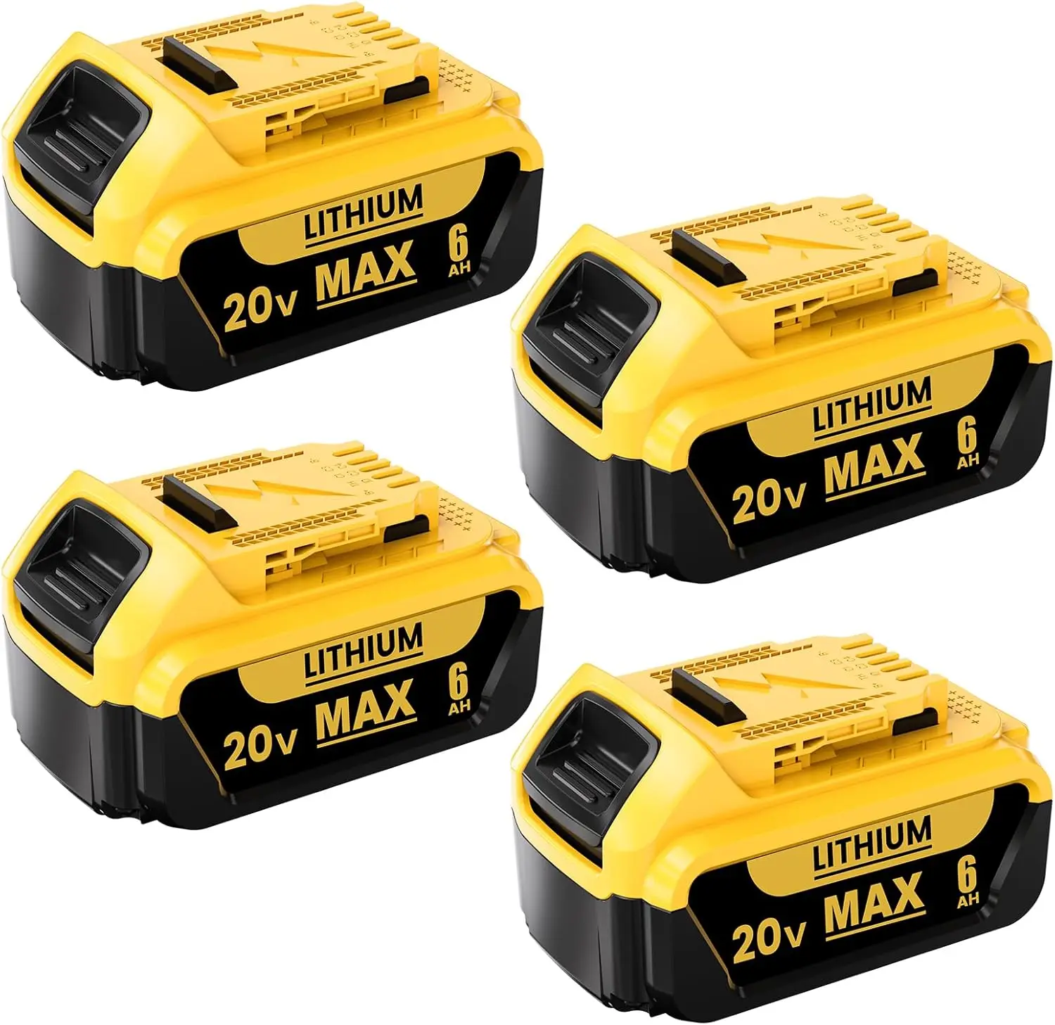 6.0Ah Replacement for Dewalt 20V Max Battery Compatible with Dewalt 20v Battery Lithium-ion Battery Series Power Tools 4Packs