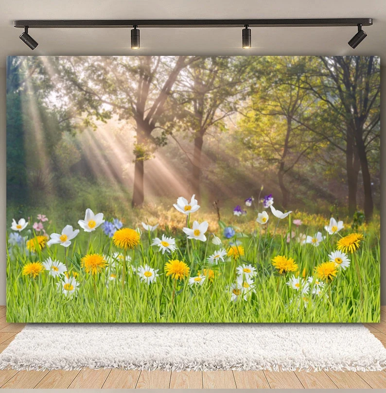 Spring Landscape Backdrop For Photography Green Forest Tree Garden Park Flowers Baby Portrait Background Decor Photo Studio Prop