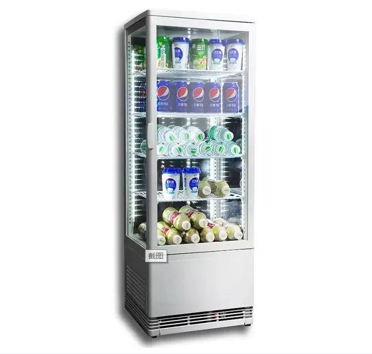 Bolo refrigerado fresco-mantendo caixa de vidro display armário vertical de vidro de quatro lados