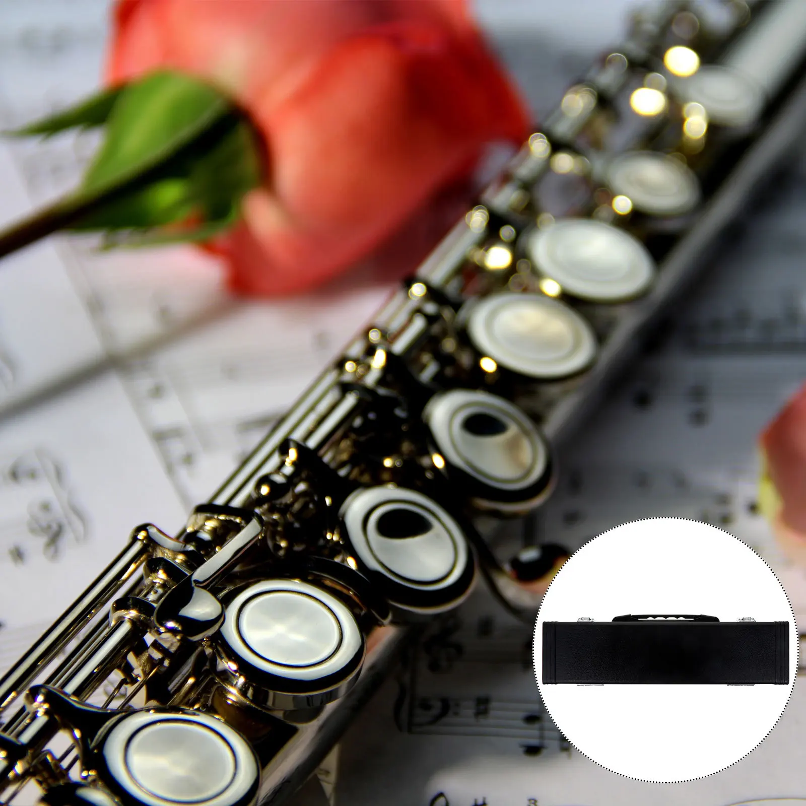 

Pu Flute Case Shatter Resistant Waterproof Ergonomic Lifting Handle Storage Box For Mother Friend Gift Flute Accessory