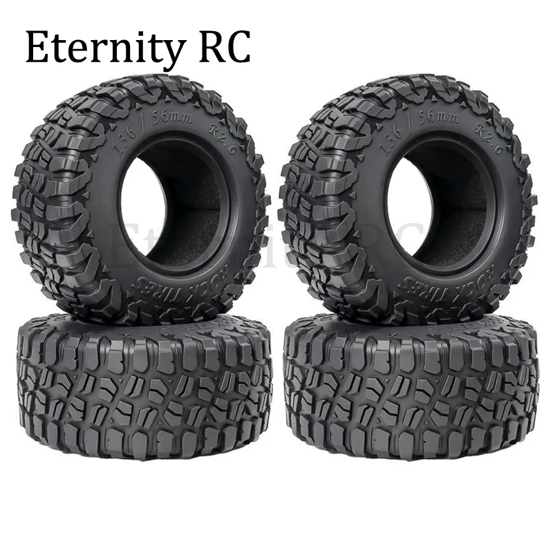 4pcs 136x56mm 2.6 inch KM3 Rubber Tire Wheel Tyre for 1/8 1/10 RC Crawler Car Axial SCX10 Wraith RR10 Capra TRX4 YK4082 4083