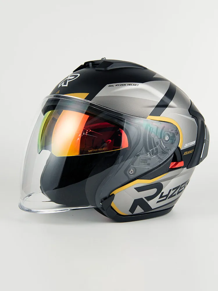 

RSV мотоциклетный шлем с двойной линзой, шлем три четверти, осенний теплый мужской и женский полушлем с педалью локомотива