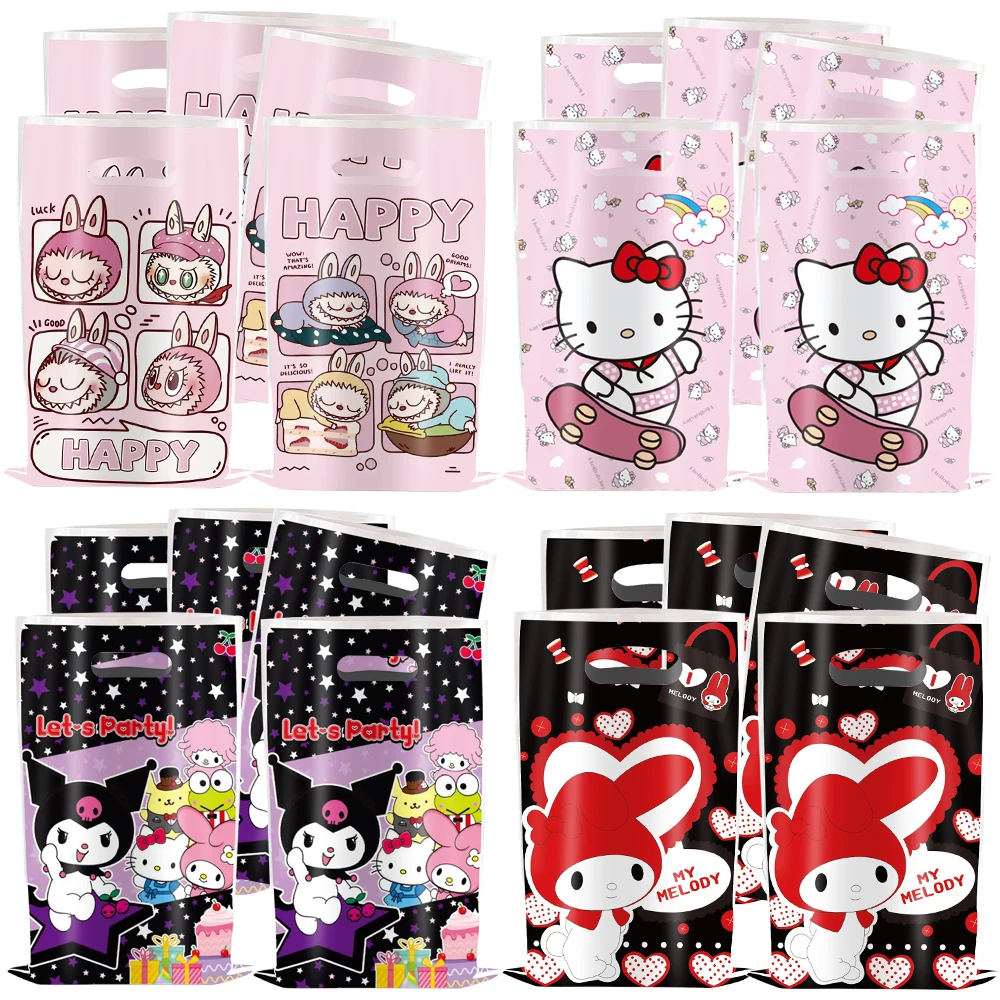 10/20/30/40/50pcs Hello Kitty Kuromi Cinnamoroll Party Gift Bags Candy Treat Bag Party Supplies Goodie Gift Bag For Kid Birthday