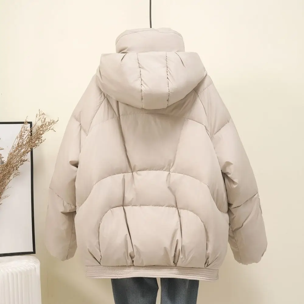 Herbst und Winter neue Damen Daunenjacke lose Kapuze weiße Ente Daunenjacke