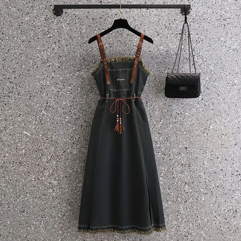 

Fashion High Street Denim Dress Sleeveless A Line Dresses For Women New In Cloth Female Y2K Cowboy Vestido 2023 Summer Sundress