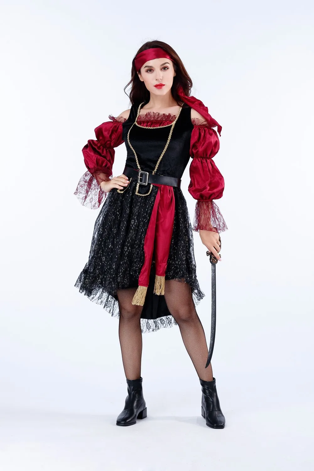 

Halloween Pirate Cosplay Costume Couple's Version One-Eyed Male Pirate Women Pirate Performance Costume Traditional Chinese S...