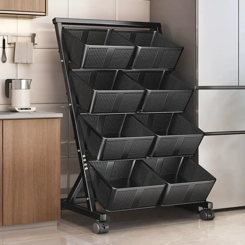 

Multi-Layer Kitchen Vegetable Rack Floor-Standing Snack & Fruit Storage Basket Water Trolley