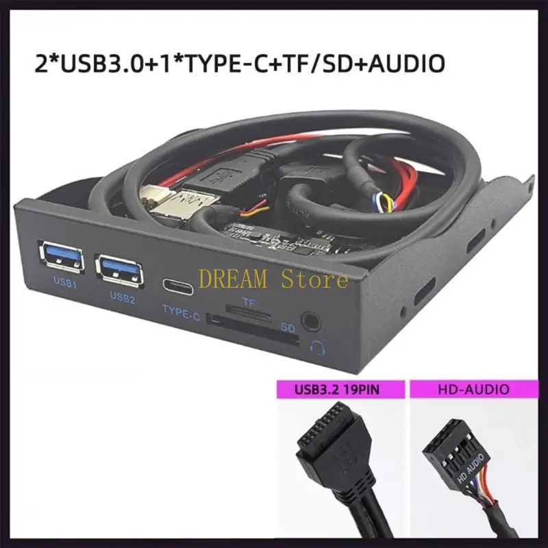 USB 3.2 Splitters Floppy Bay 3.5mm Headphone Front Panel Expansion Jacks for Computer PC Rack 19pin to TypeC best sale