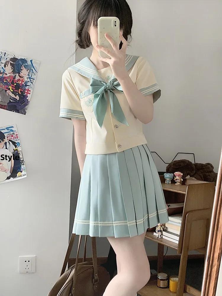 

Оригинальный комплект матросского костюма Jk с принтом «Чайная живопись» и «Летняя галактика» для женщин: базовый топ с утягивающим эффектом на талии, короткий рукав или...