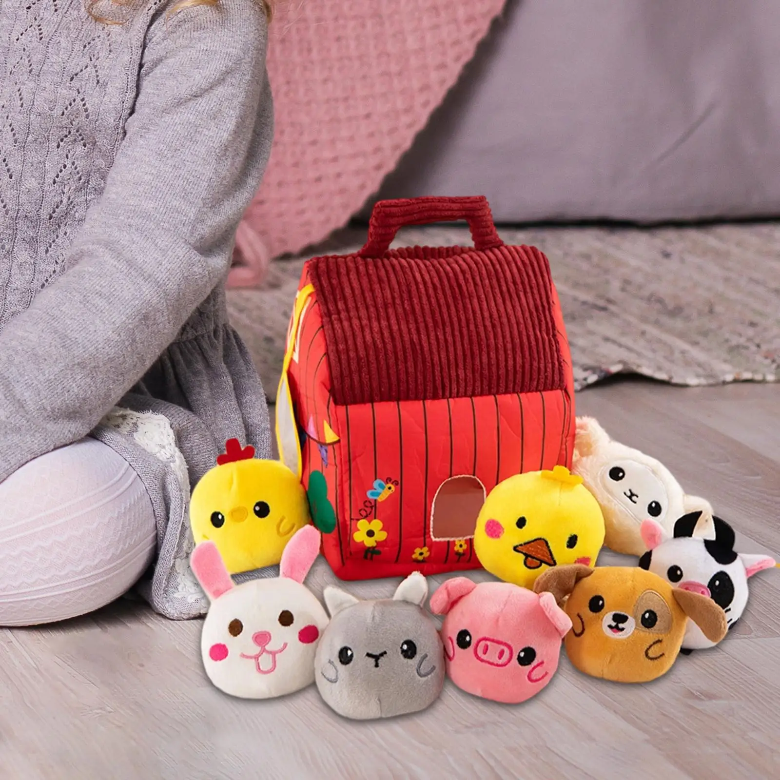 حيوانات المزرعة المحشوة ألعاب حسية تدريب الإدراك التنسيق بين اليد والعين Playset ألعاب حيوانات محشوة لهدايا الأطفال