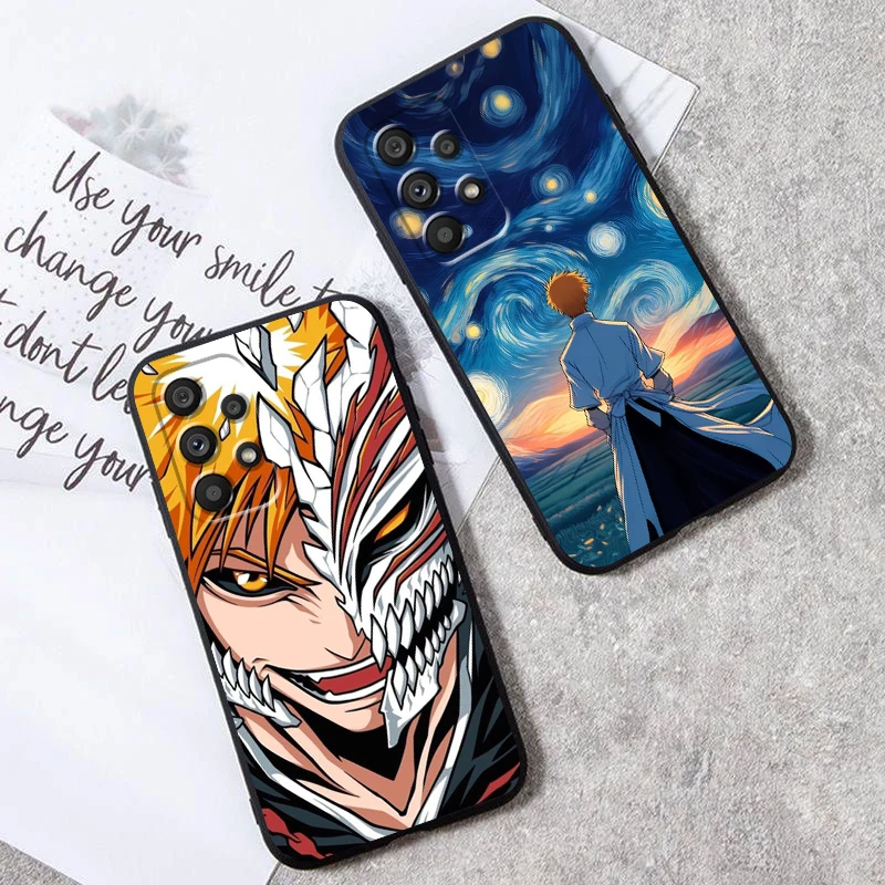 B-Bleach Cartoon Cool For Samsung Note 20 10 Ultra Plus A31 A14 A12 A70 A34 A25 A04 A05 A15 A24 5G Black Back Phone Case