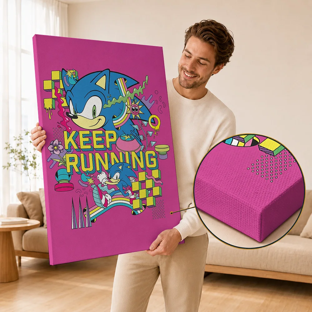 Sonic The Hedgehog Game Framed Canvas Print Posters Personalized Photo Platform Adventure Wall Art For Bedroom Collector Gift