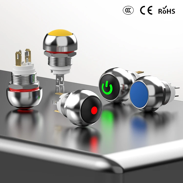 LANBOO 12mm Industrial Push Button Switch Waterproof Dustproof Anti-Vibration Compact Design with Low Resistance up to 100000 Cy