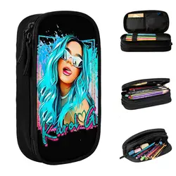 Fashion Karol G Colorful Pencil Case Reggaeton Music Pencilcases Pen Kids Big Capacity Bag Students School Zipper Stationery