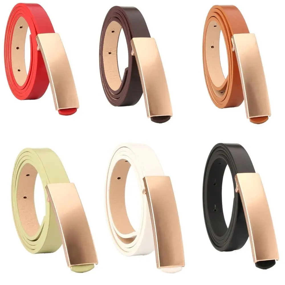 

Women Smooth Alloy Buckle Waistbelt PU Thin Waistband Female Waist Belt Waist Accessories For Leisure Dress Jeans Adjustable