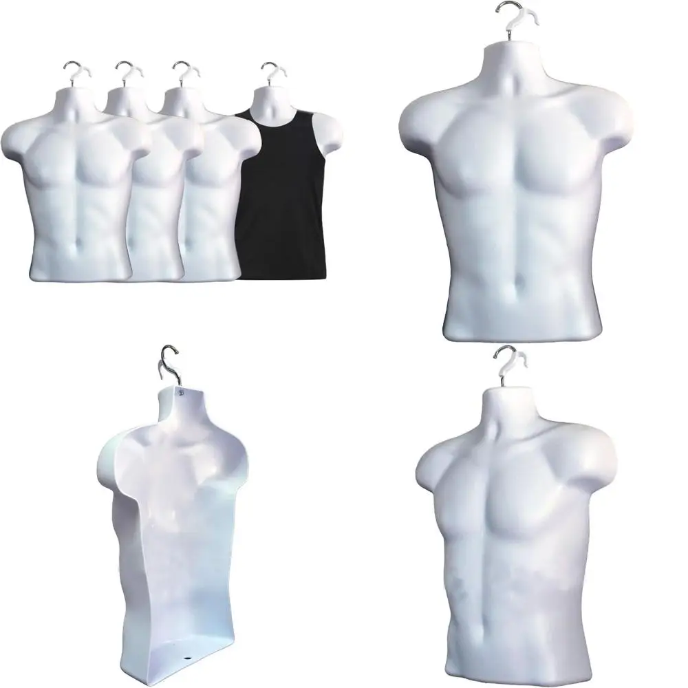 

Stackable Hollow Back Male Mannequin for T-Shirt Display, Craft, and Countertop Use with Hanging Hooks