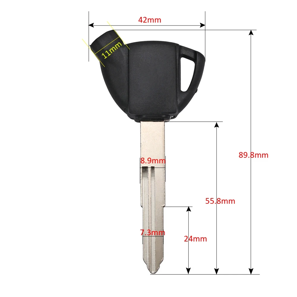Ecusells Blank Ignition Key Motorcycle Transponder for Suzuki Magnet Anti-theft Lock AN200 AN250 AN400 AN650 Burgman AN125 400