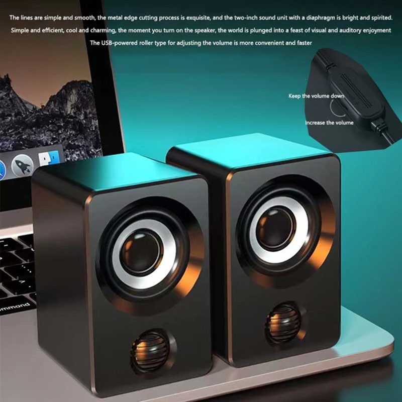 Lenovo Wired Mini Computer Speakers Heavy Bass Stereo Sound Portable Small Audio Speakers For Office Laptop Notebook Desktop PC view 2