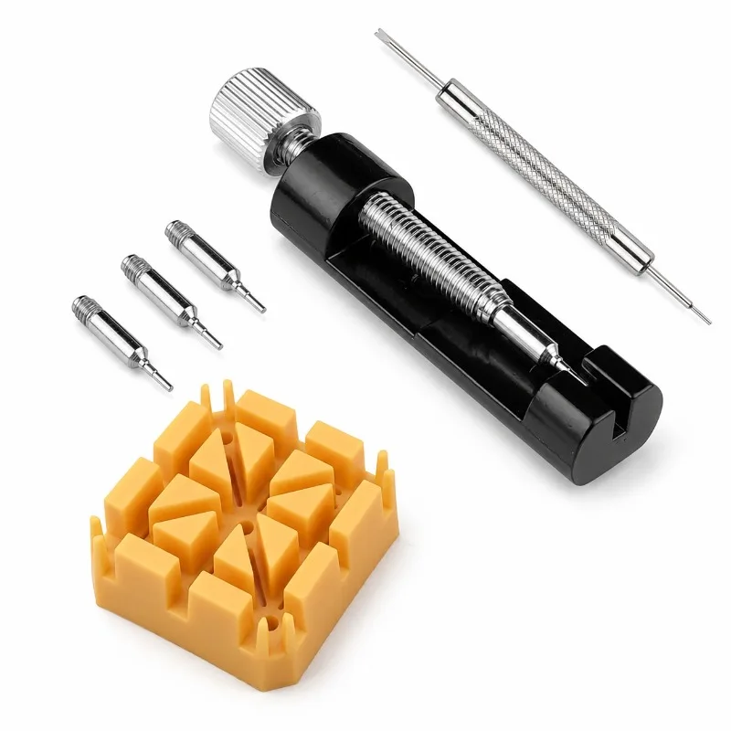 6pcs/Set Watch Strap Adjustment Tools Link Remover Device Watch Case Holder Spring Bar Pin Remover Watch Repair Tool Kit