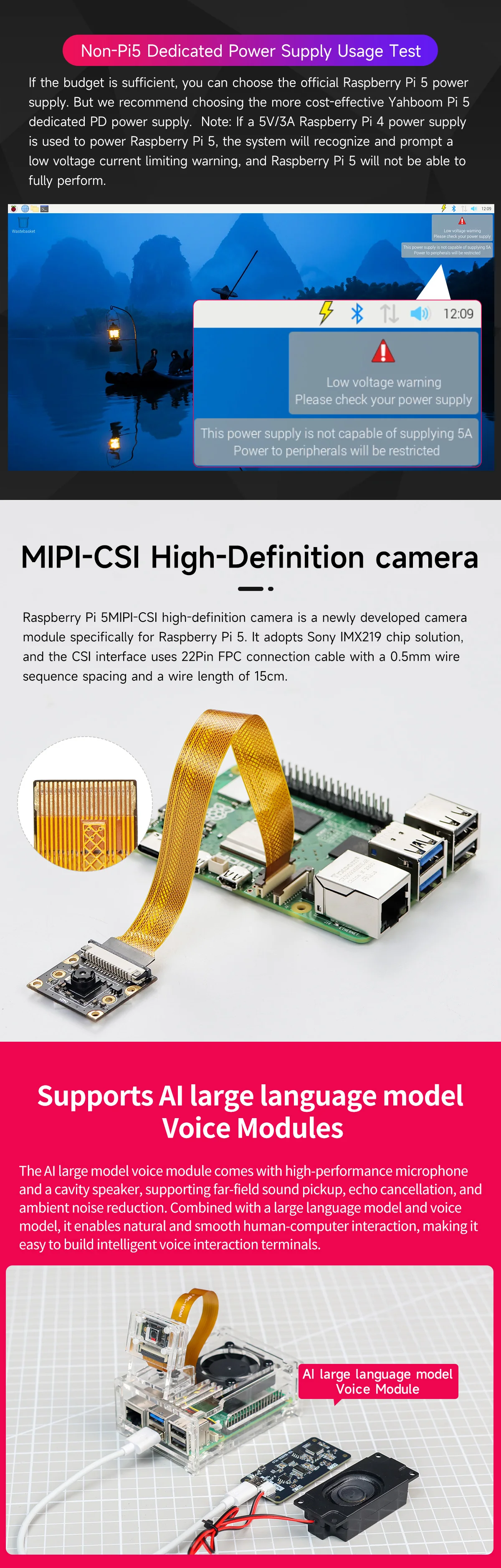 Original Raspberry Pi 5 1G 2G 4G 8G 16G RAM Entwicklungsboard KI Großes Sprachmodell-Kit Gehäuse Lüfter Netzteil Zubehör – Detail 12