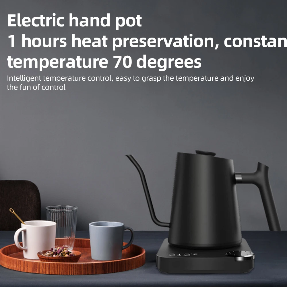 Gooseneck Electric Kettle 0.9LTemperature Control Stainless Steel Inner Quick Heating1200W Electric Kettles for Pour Over Coffee