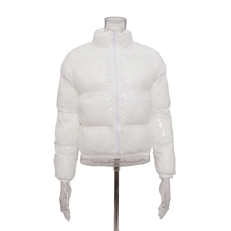 Manteau à bulles en duvet pour femme, veste bouffante, parka chaude, vêtements d\'extérieur courts à rayures optiques, haut de Noël, festival d\'hiver