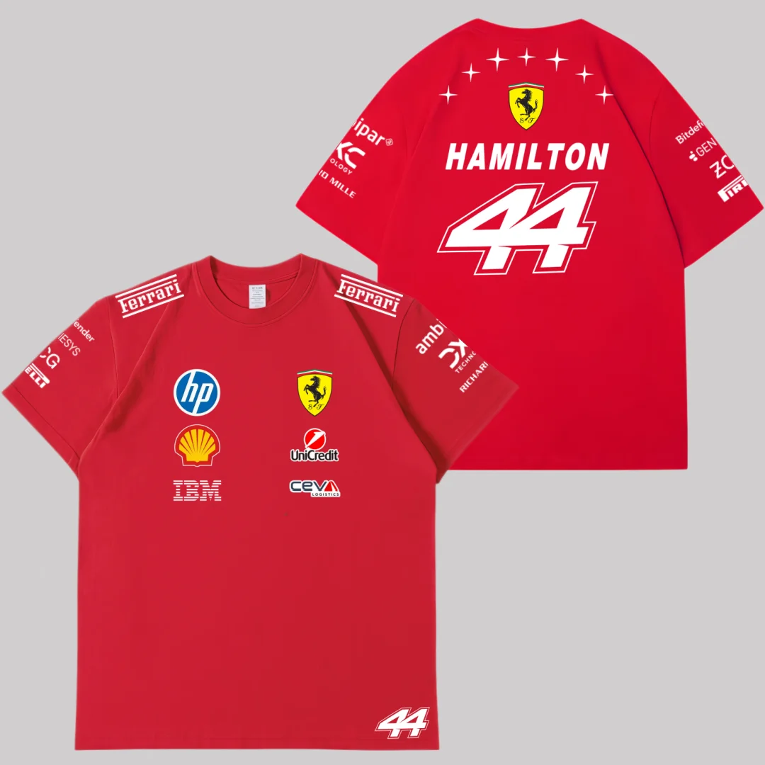 Scuderia Ferrari 2026 MONZA GP Charles Leclerc T-shirt, Lewis Hamilton pure cotton T-shirt, outdoor short sleeved top
