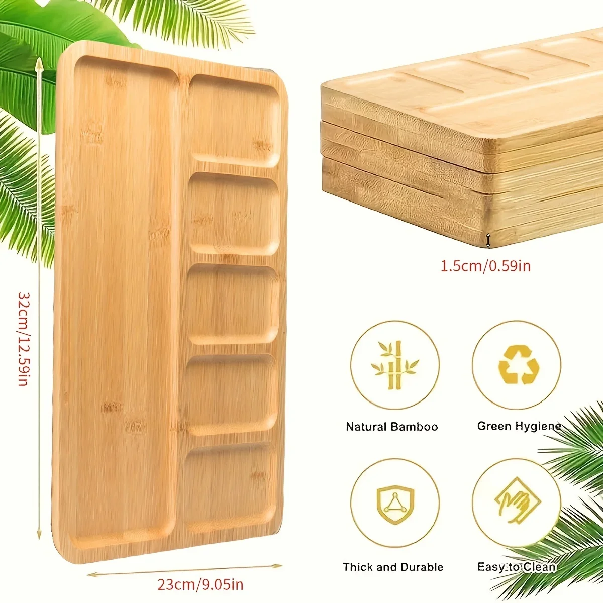 Bamboo Tray Stand Indoor Plate Nursery Plant Holders Garden Saucers Storage Desktop Bonsai Decoration