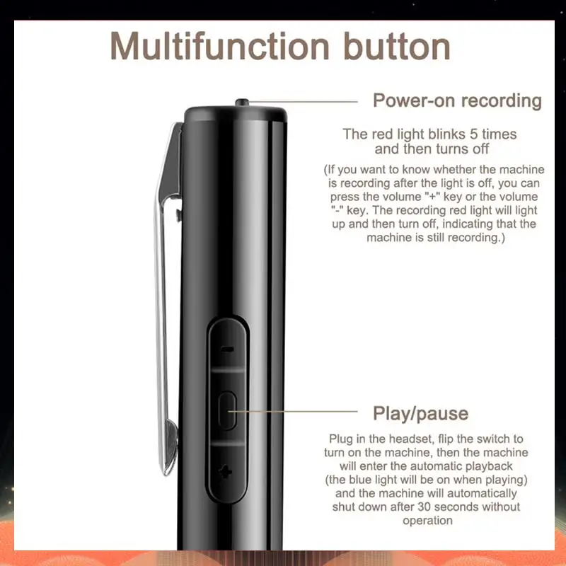 

Portable Voice Recorder Digital Voice Activated Audio Record Noise Canceling Record MP3 Player-TCE