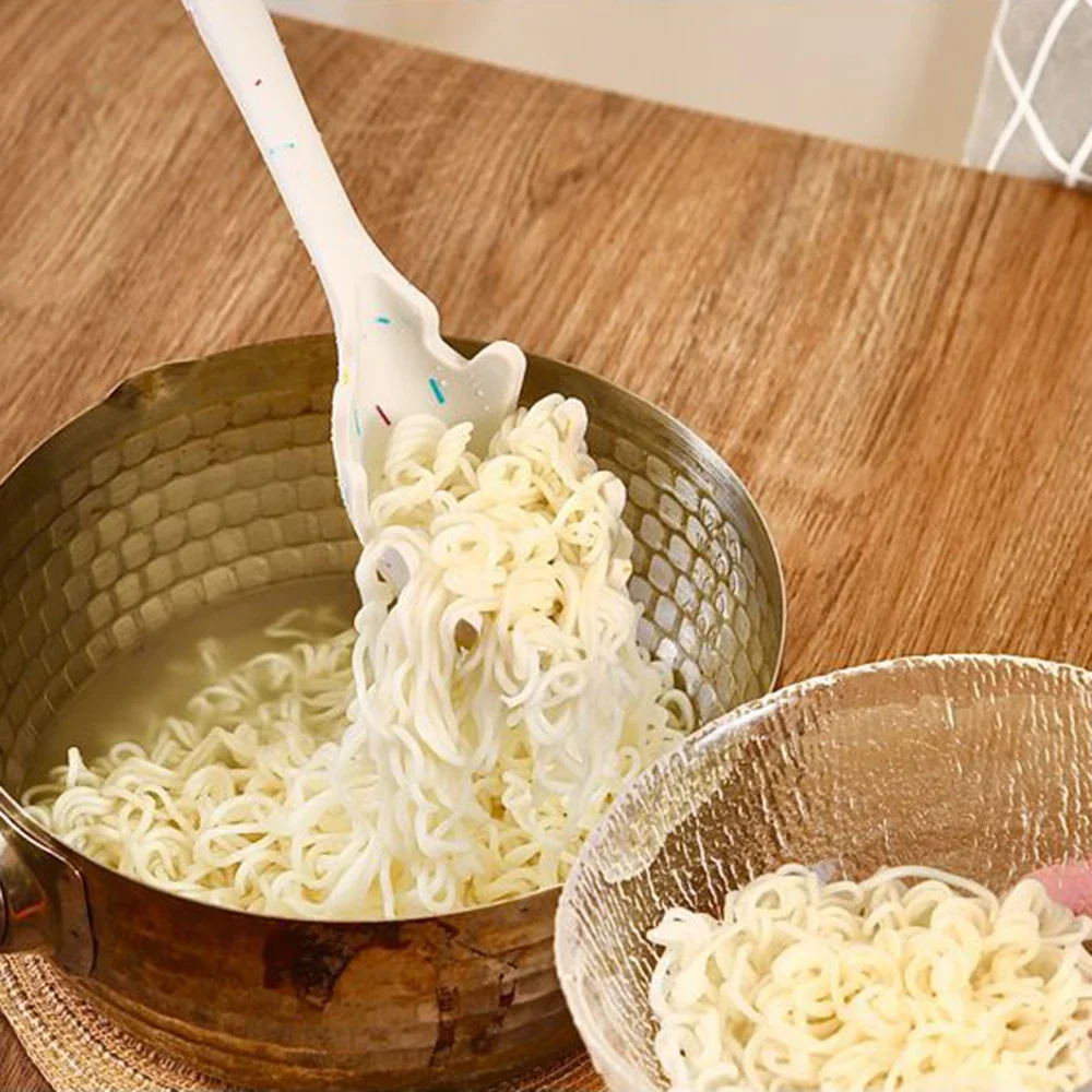 Food Grade Creative Color Dot Silicone Kitchenware Long Handle Soup Spoon Colander Frying Spatula Household Baking Cooking Tools