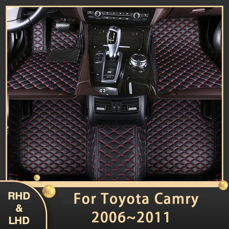 Car Floor Mats For Toyota Camry Daihatsu Altis XV40 2006~2011 Custom Auto Foot Pads Leather Carpet Interior Accessories 2010