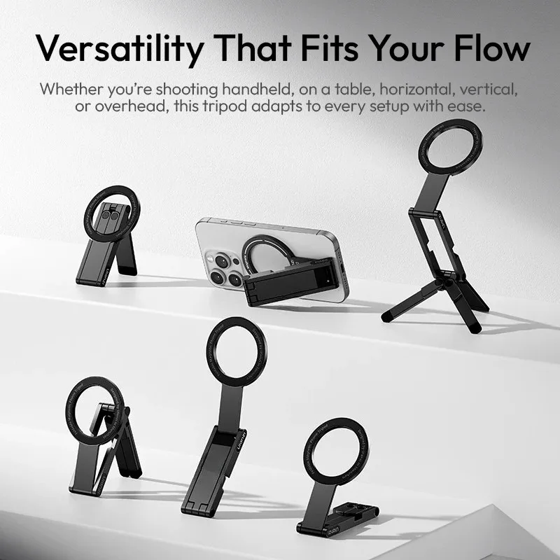 Tripé Magnético Dobrável para Celular, Suporte Portátil para Selfie para iPhone 16 15 14 13 Android, Suporte para Vlog e Transmissão ao Vivo