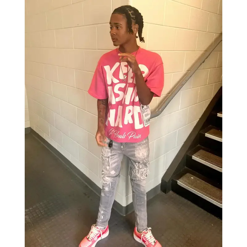 ♥   تي شيرت جديد لعام 2025 مطبوع عليه شارع العليا باللون الوردي تي شيرت قوطي ملابس الشارع الشهير harajuku goth جميع القطن تي شيرت كبير الحجم للنساء ★ ☆ ly99