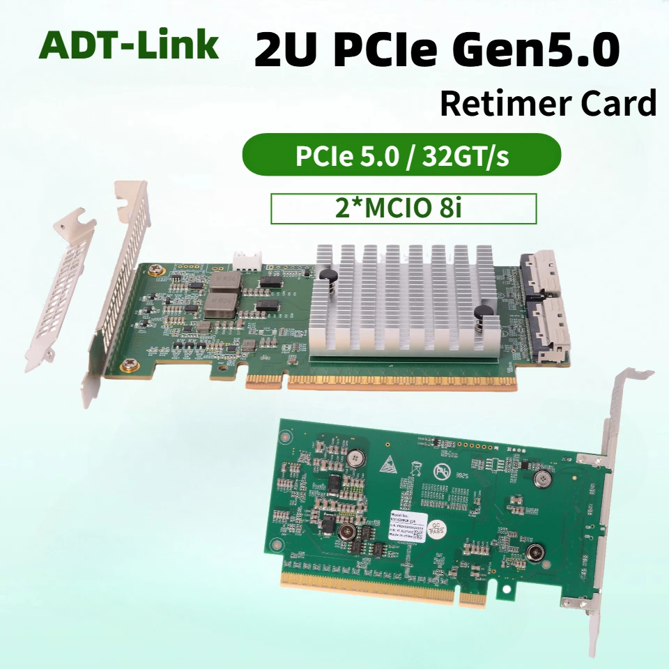 

2U PCIe Gen5.0 Retimer Card MCIO X16/X8/Video Card/SSD PCIe5.0 External MCIO 8i Retimer Card GPU Hard Disk Expansion Card 32GT/s