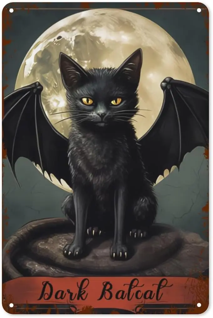 Halloween Metal Tin Signs Cat Retro Signs Iron Paiting Wall Decor For Indoor Outdoor Bar Coffee Kitchen 8X12 Inches sign