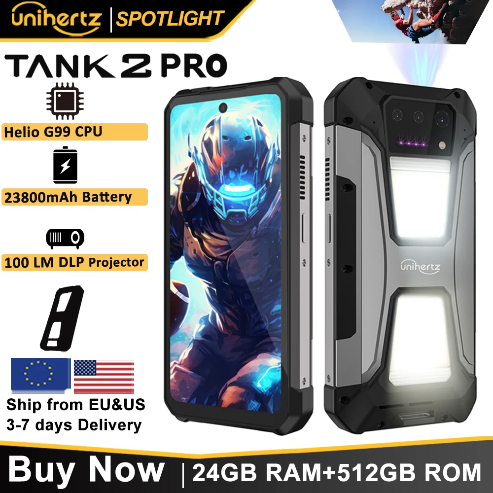 

Unihertz 8849 tank 2 Pro rugged phone Android 14 24GB 512GB with 23800mAh battery superior projection 6.79 "FHD waterproof phone